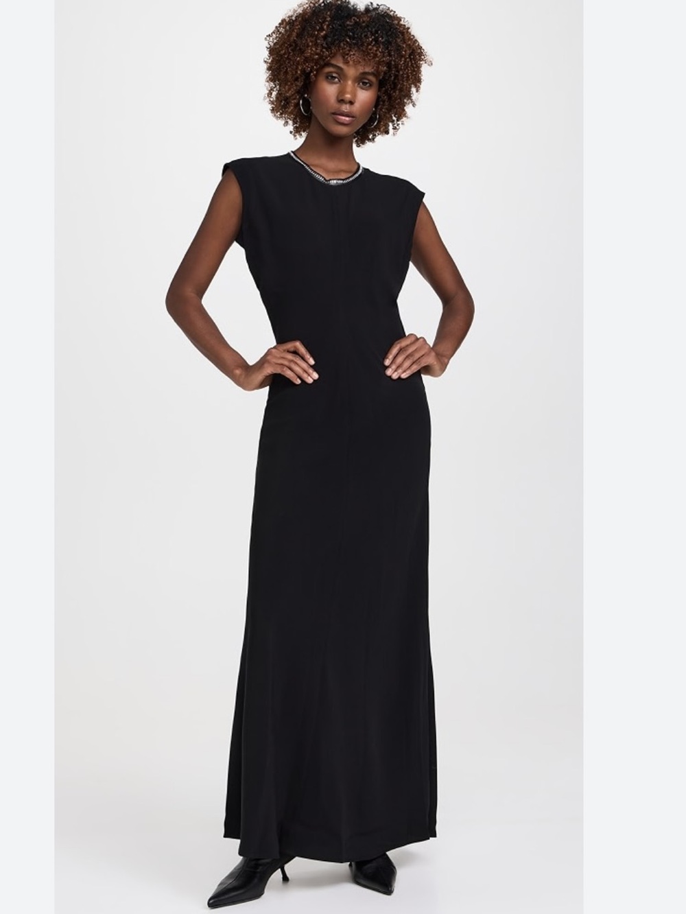 rag & bone Black Sleeveless Crepe Maxi Dress